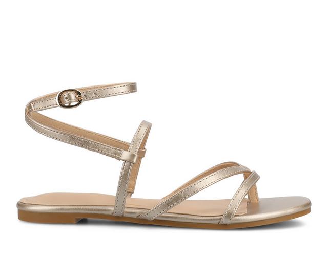 Women's Journee Collection Serissa Flat Sandals in Champagne color