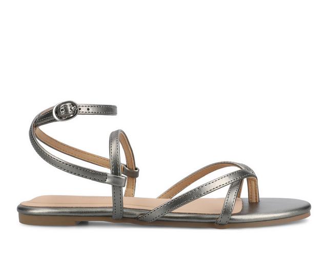 Women's Journee Collection Serissa Flat Sandals in Pewter color