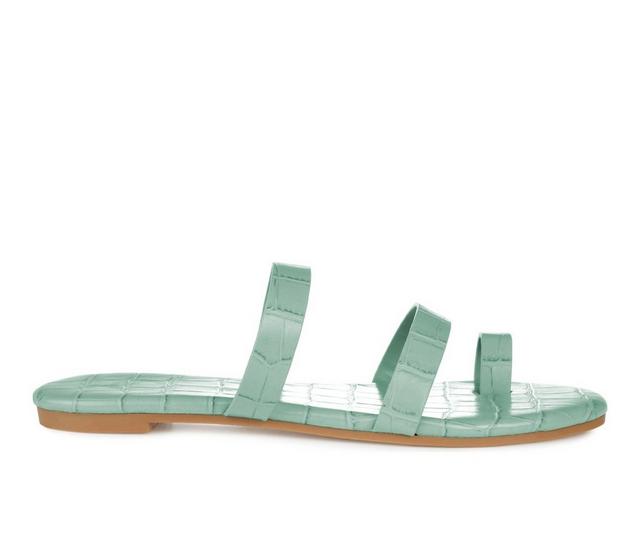 Women's Journee Collection Daiya Slide Sandals in Green color