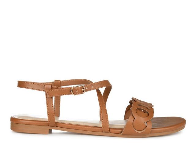 Women's Journee Collection Jalia Flat Sandals in Tan color