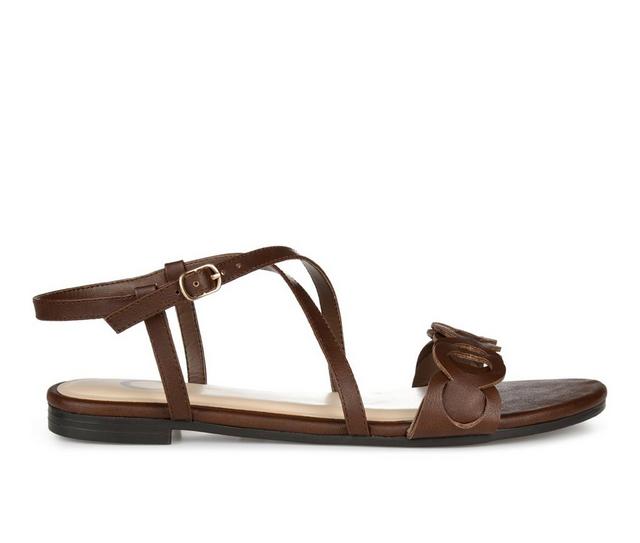 Women's Journee Collection Jalia Flat Sandals in Brown color