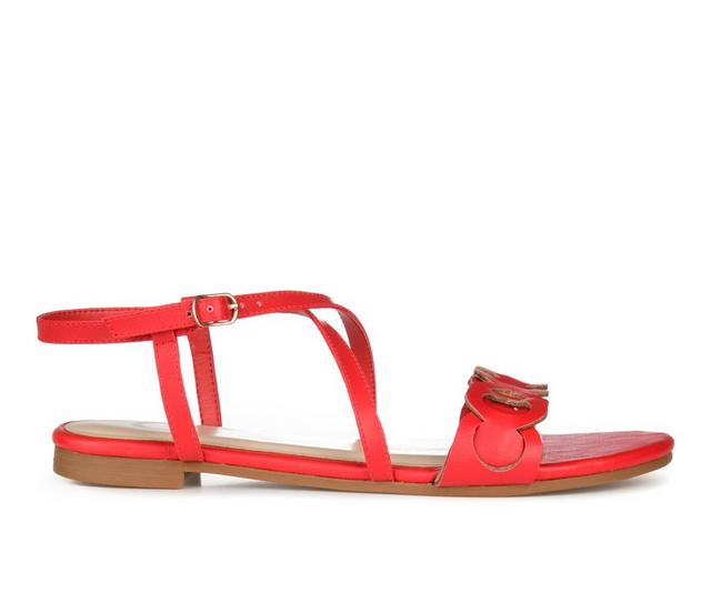 Women's Journee Collection Jalia Flat Sandals in Red color