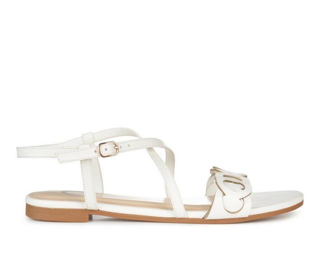 Women's Journee Collection Jalia Flat Sandals in White color