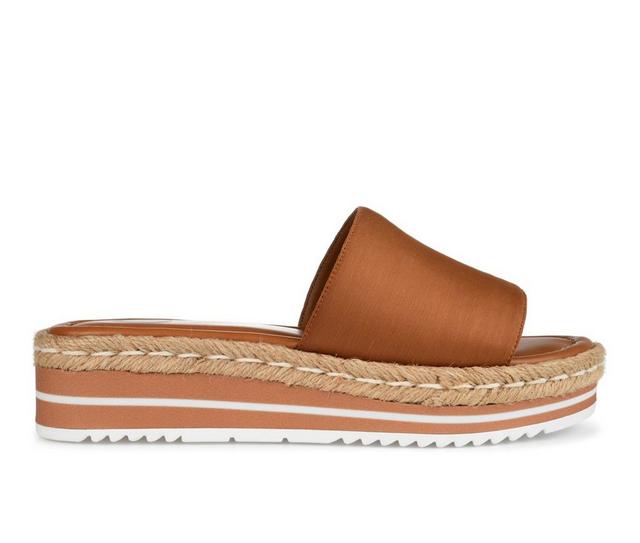 Women's Journee Collection Rosey Flatform Sandals in Tan color