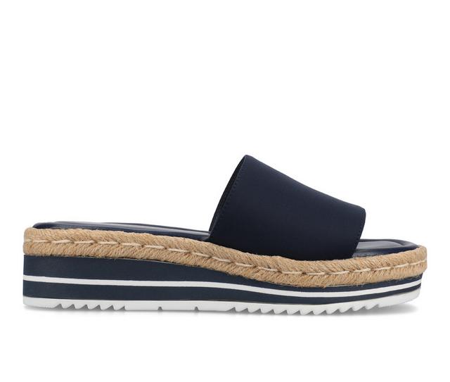 Women's Journee Collection Rosey Flatform Sandals in Navy color