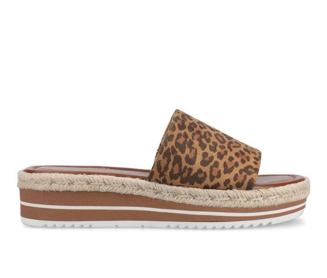 Women's Journee Collection Rosey Flatform Sandals in Leopard color