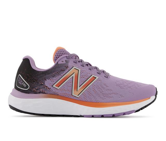 Women's New Balance W680v7 Running Shoes in Raw Amethyst/Bl color