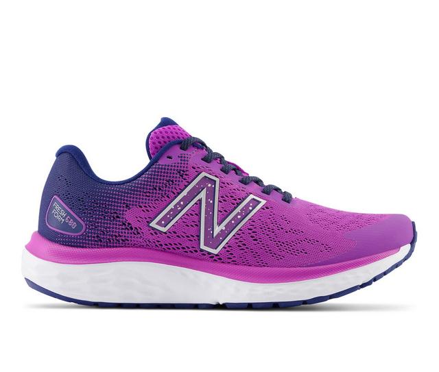 Women's New Balance W680v7 Running Shoes in Purple/Navy color