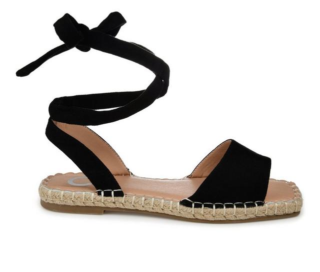 Women's Journee Collection Emelie Espadrille Tie-Up Sandals in Black color