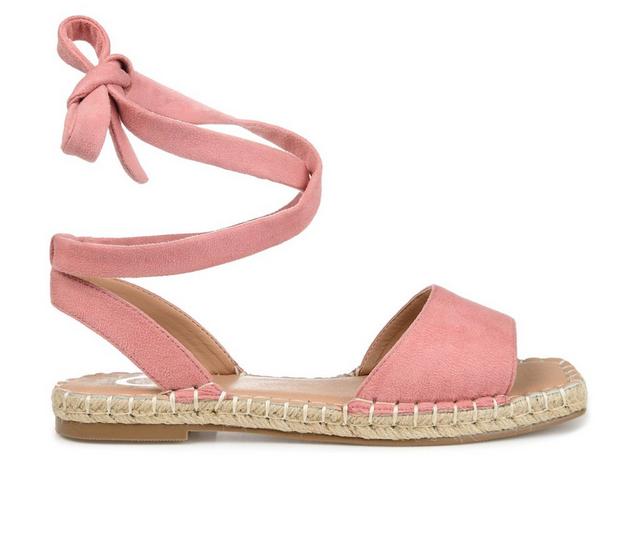 Women's Journee Collection Emelie Espadrille Tie-Up Sandals in Rose color