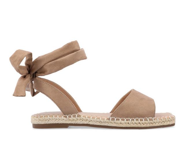 Women's Journee Collection Emelie Espadrille Tie-Up Sandals in Tan color