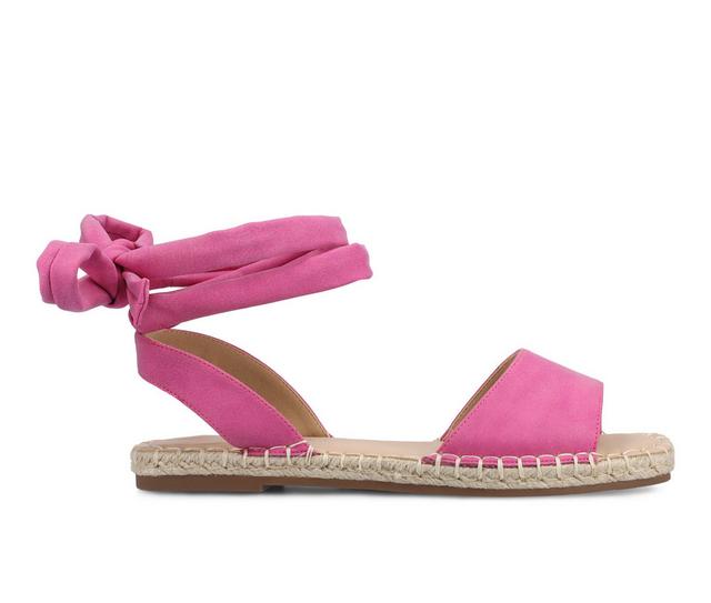 Women's Journee Collection Emelie Espadrille Tie-Up Sandals in Hot Pink color
