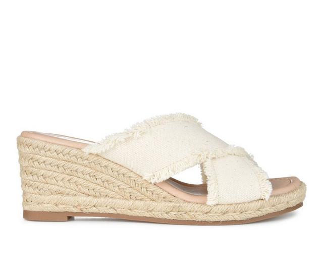 Women's Journee Collection Shanni Wedge Sandals in Beige color