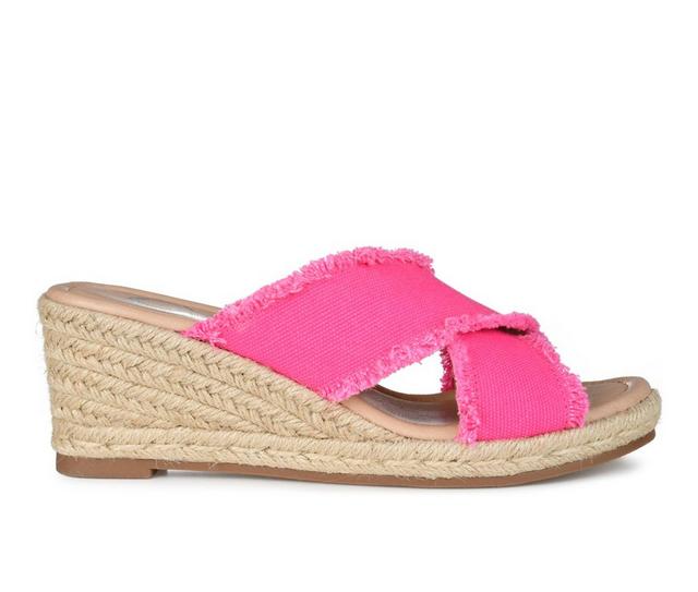 Women's Journee Collection Shanni Wedge Sandals in Fuchsia color