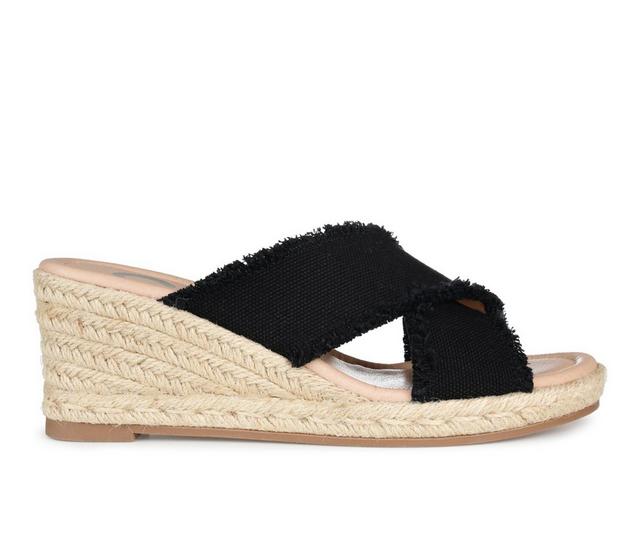 Women's Journee Collection Shanni Wedge Sandals in Black color