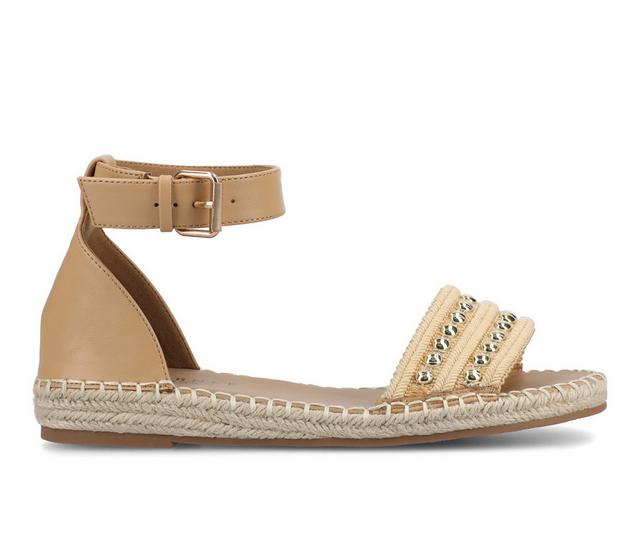 Women's Journee Collection Tristeen Espadrille Sandals in Tan/Beading color