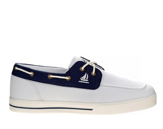 Men's Sail Knot Boat Shoes in White/Navy color