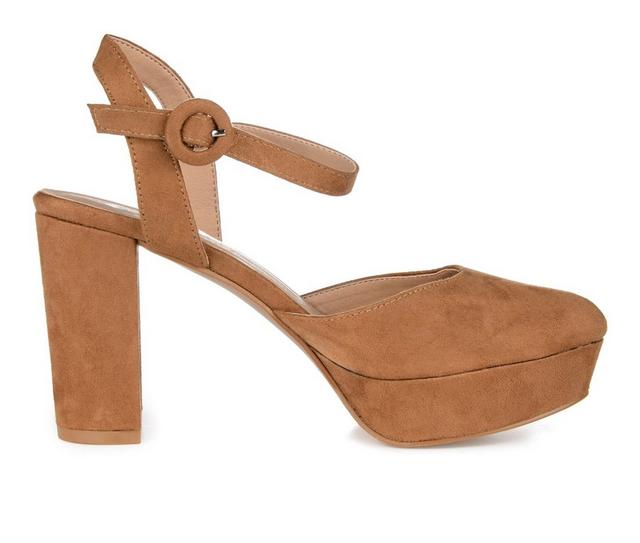 Women's Journee Collection Roslynn Platform Heels in Tan color