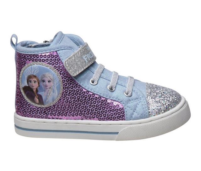 Girls' Disney Toddler & Little Kid Frozen Canvas Hi-Top Sneakers in Purple/Blue color