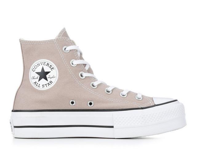 Women's Converse Chuck Taylor Seasonal Lift Hi Sustainable Platform Sneakers in Stone/White color