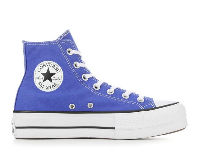 Women's Converse Chuck Taylor Seasonal Lift Hi Sustainable Platform Sneakers in Blue Flame color