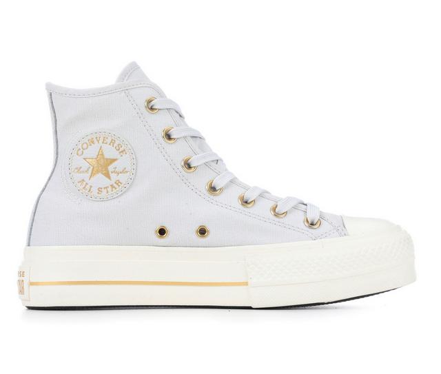 Women's Converse Chuck Taylor Seasonal Lift Hi Sustainable Platform Sneakers in Grey/Egret/Gold color