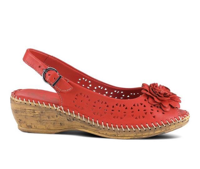 Women's SPRING STEP Belford Wedge Sandals in Red color