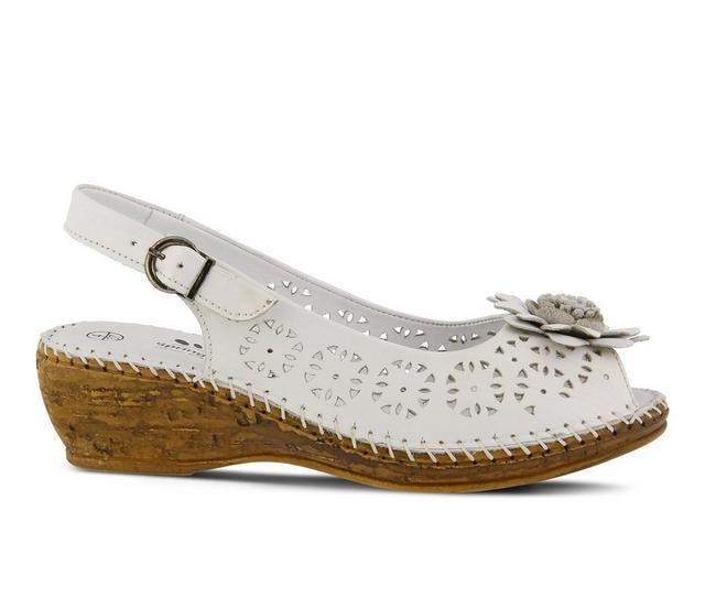 Women's SPRING STEP Belford Wedge Sandals in White color