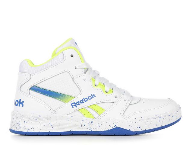 Boys' Reebok Little Kid & Big Kid BB4500 Court Basketball Sneakers in White/Ylw/Blue color