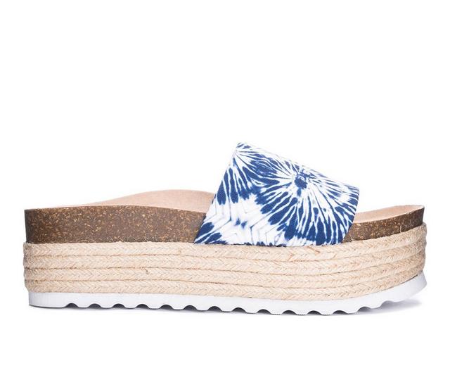 Women's Dirty Laundry Pippa Flatform Sandals in Blue Tie Dye color