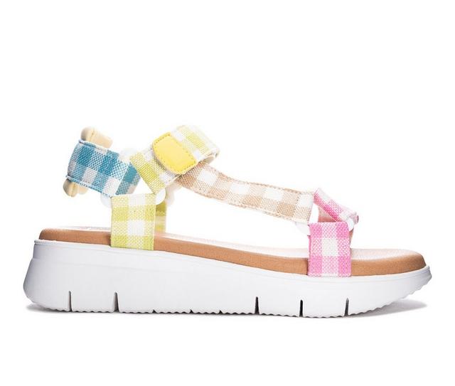 Women's Dirty Laundry Qwest Wedge Sandals in Multi Gingham color