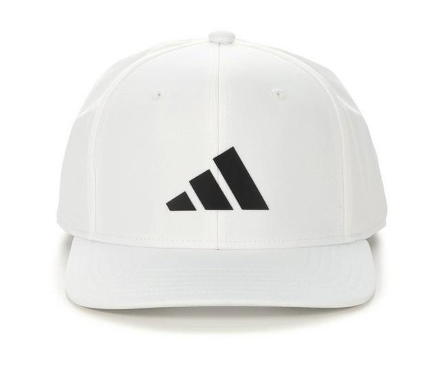 Adidas 3-Bar Flat Bill Snapback Cap in White/Black color