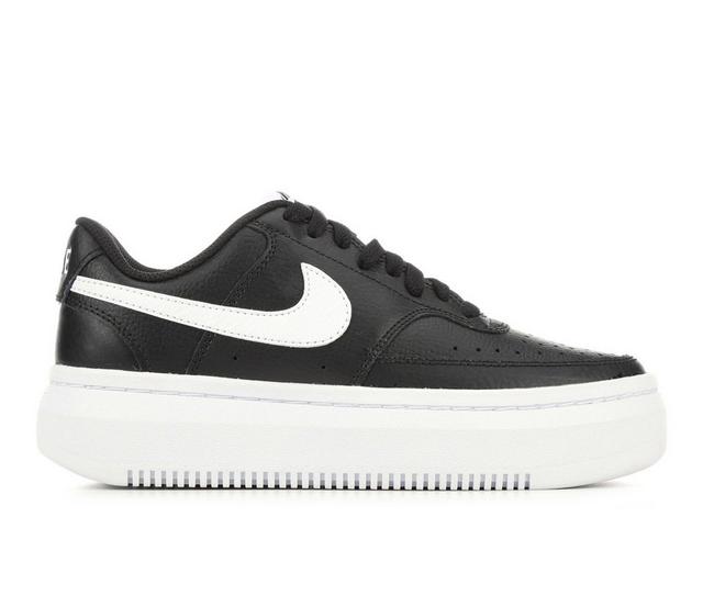 Women's Nike Court Vision Alta Leather Platform Sneakers in Black/White color