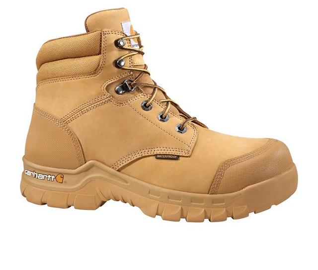 Men's Carhartt CMF6056 Soft Toe Waterproof Boot Work Boots in Wheat/Nubuck color