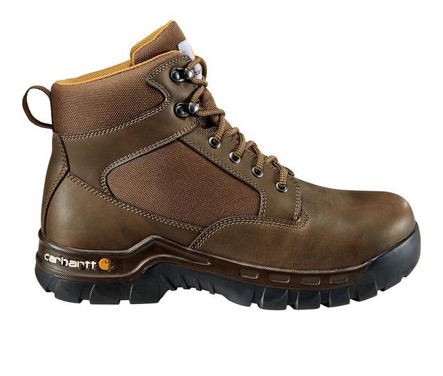 Men's Carhartt CMF6284 Rugged Flex 6" Steel Toe Boot Work Boots in Dark Brown color