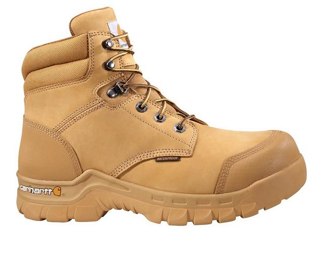 Men's Carhartt CMF6356 Waterproof Comp Toe Boot Work Boots in Wheat/Nubuck color