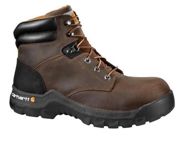 Men's Carhartt CMF6366 Composite Toe Work Boots in Brown color