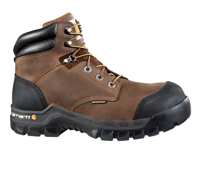 Men's Carhartt CMF6380 Waterproof Comp Toe Work Boots in Dark Brown color