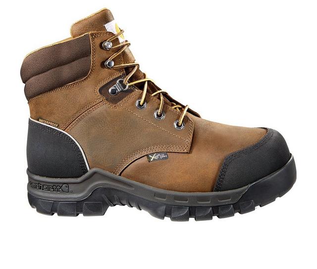 Men's Carhartt CMF6720 Composite Toe Met-Guard Work Boots in Dark Brown color