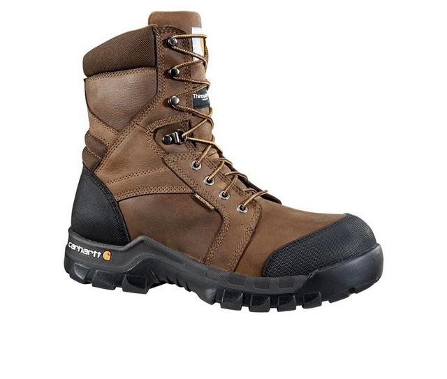 Men's Carhartt CMF8389 Comp Toe Insulated Work Boots in Dark Brown color