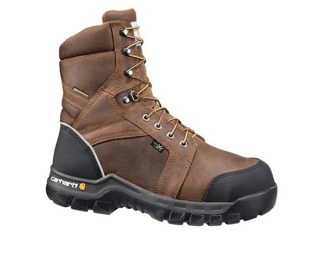 Men's Carhartt CMF8720 Composite Toe Met-Guard Work Boots in Dark Brown color