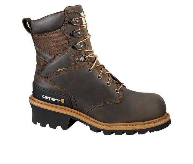 Men's Carhartt CML8360 Logger Composite Toe Work Boots in Crazy Horse color