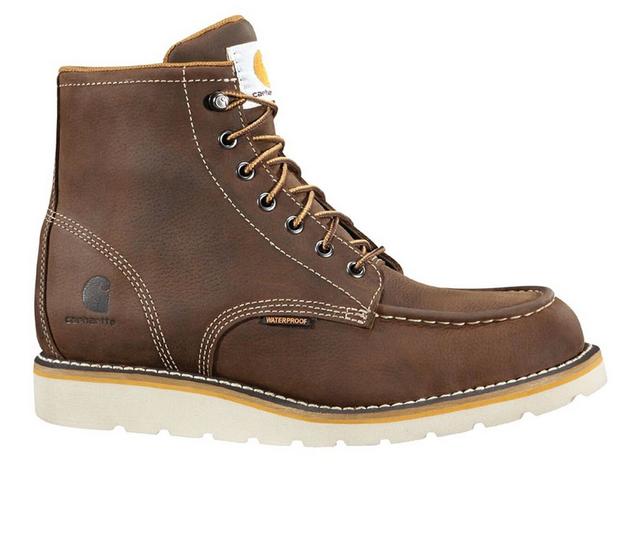 Men's Carhartt CMW6095 Wedge 6" Waterproof Soft Toe Work Boots in Dark Bison color