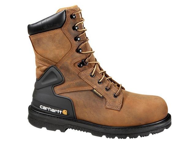 Men's Carhartt CMW8200 Steel Toe Waterproof Work Boots in Bison Brown color