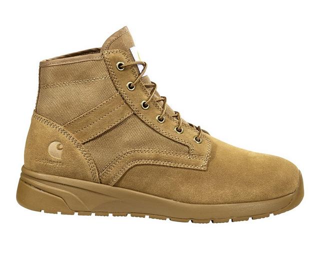 Men's Carhartt Force Soft Toe Work Boots in Coyote Suede color