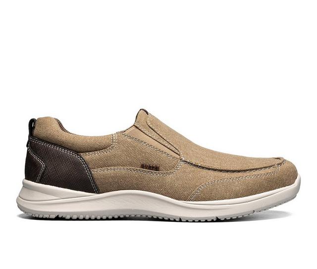 Men's Nunn Bush Conway Canvas Moc Toe Slip-On Slip-On Shoes in Khaki color
