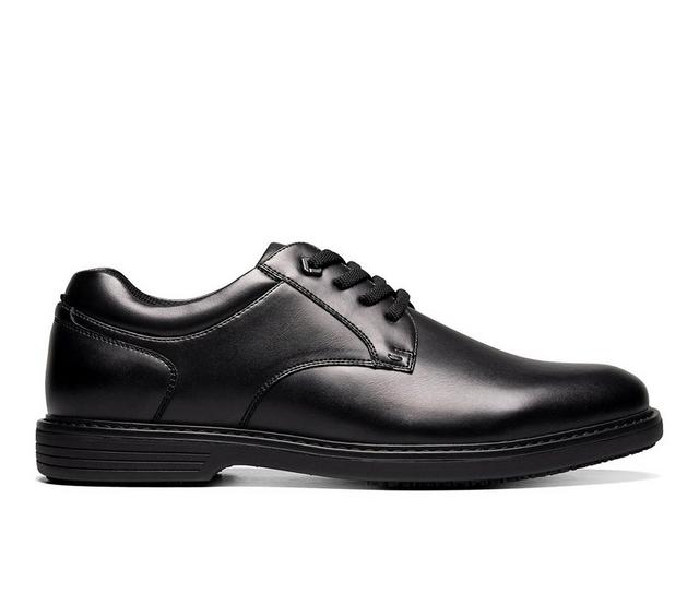 Men's Nunn Bush Wade Plain Toe Slip Resistant Work Oxfords in Black color