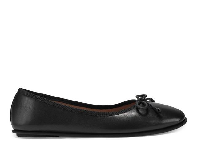 Women's Aerosoles Catalina Flats in Black Leather color