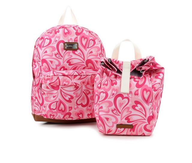 Madden Girl Nylon Backpack with Lunch Bag in Pink Multi color