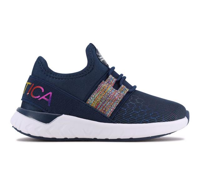 Girls' Nautica Toddler & Little Kid Neave Sneakers in Navy Metallic color